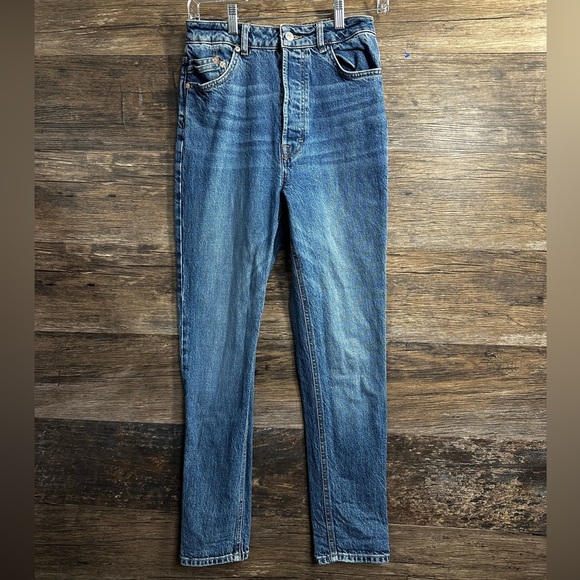 We The Free Blue Straight Button Fly Jeans Classic Style - Picture 1 of 9